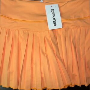 Gold Hinge Orange Pleated Skirt
